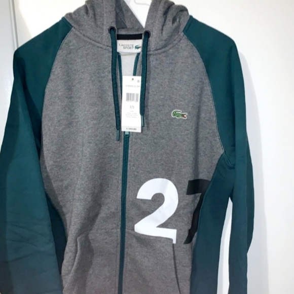 Lacoste Sport 27 | Zip-Up Wording Down Hood Graphic Logo Sweat Hoodie - Picture 1 of 15
